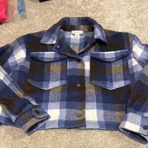 For The Republic Blue and Tan Checkered Jacket